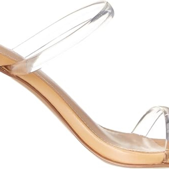 NWT - The Drop Avery Square Toe 2 Strap High Heeled Sandal - Tan / Clear - 7.5 - Picture 6 of 16